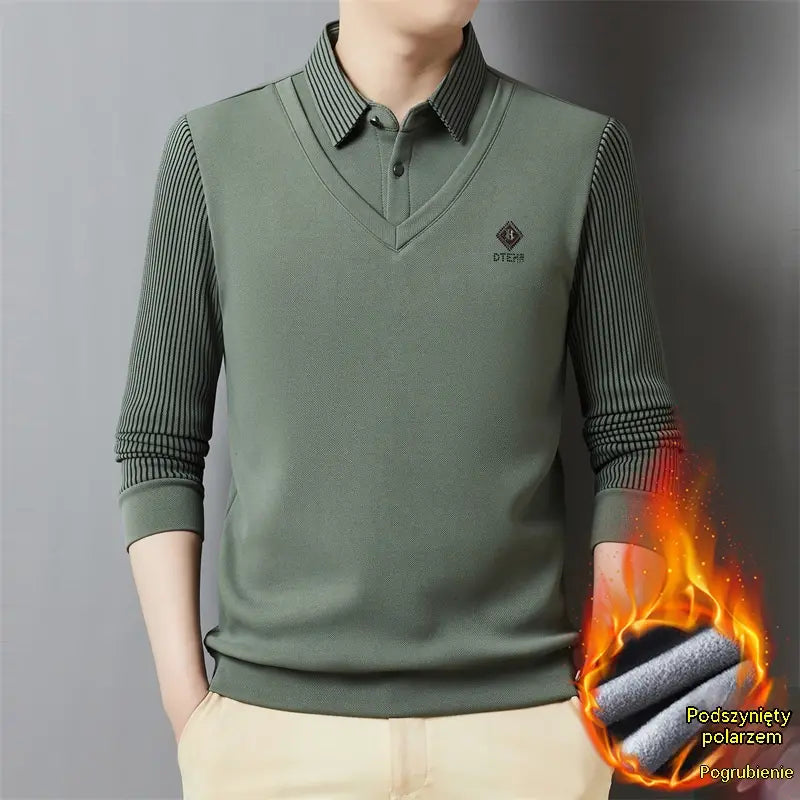 👔🔥【M-4XL】Nova muška polo majica za srednju i stariju dob, zimska, plus size, s ovratnikom i podstavom od flisa