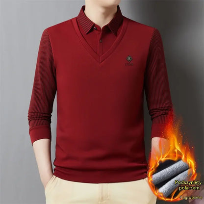 👔🔥【M-4XL】Nova muška polo majica za srednju i stariju dob, zimska, plus size, s ovratnikom i podstavom od flisa