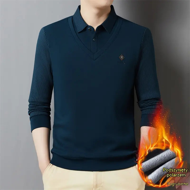 👔🔥【M-4XL】Nova muška polo majica za srednju i stariju dob, zimska, plus size, s ovratnikom i podstavom od flisa