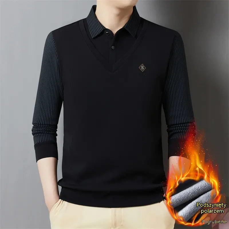👔🔥【M-4XL】Nova muška polo majica za srednju i stariju dob, zimska, plus size, s ovratnikom i podstavom od flisa